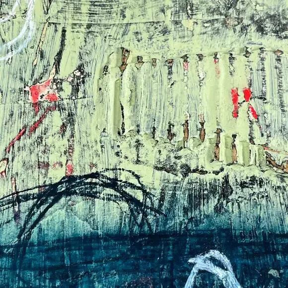 Original Minimalist Modern Art Collage Painting 8.5x11 